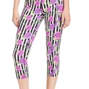 Betsey Johnson Active Cropped Leggings floral Stripes M